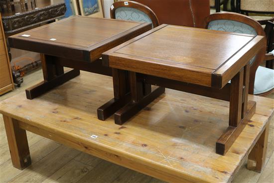 A pair of teak coffee tables, W.152cm